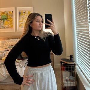 TNA cropped waffle long sleeve thermal